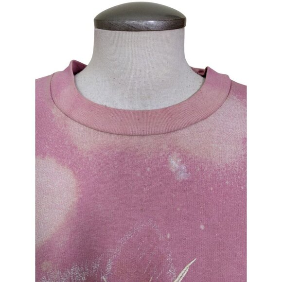 Vintage Womens Large Sweatshirt Kitty Cat Face Powder Pink Sparkle Puffy Paint - Picture 9 of 12